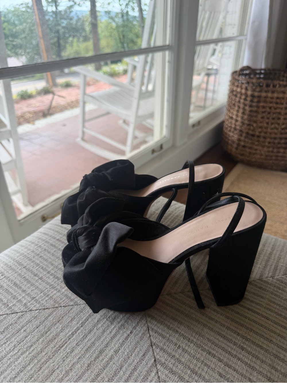 Loeffler Randall platform heels with bow